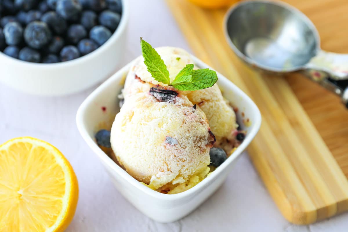 Tart Lemon Pineapple Ice With Fresh Blueberries