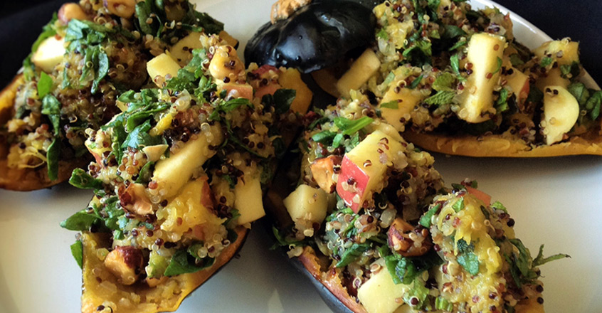 Stuffed Acorn Squash With Quinoa, Hazelnuts and Apples Recipe