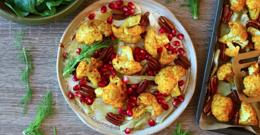 Baked Turmeric Cauliflower With Fennel