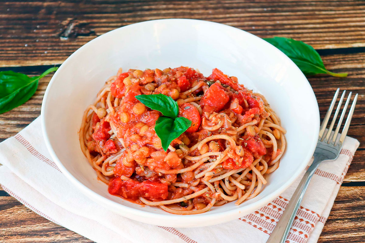 One-Pot Lentil Bolognese Pasta