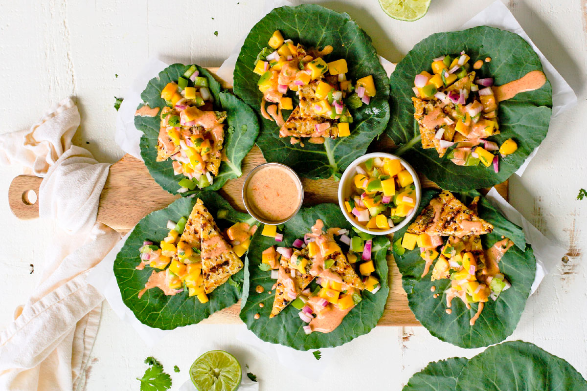 Tempeh Collard Wraps With Mango Salsa