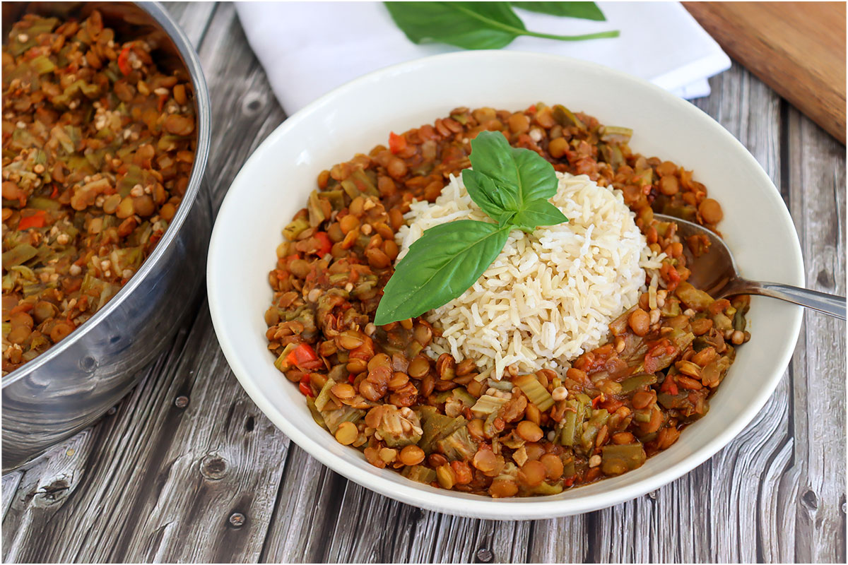 Creole Okra and Lentil Stew