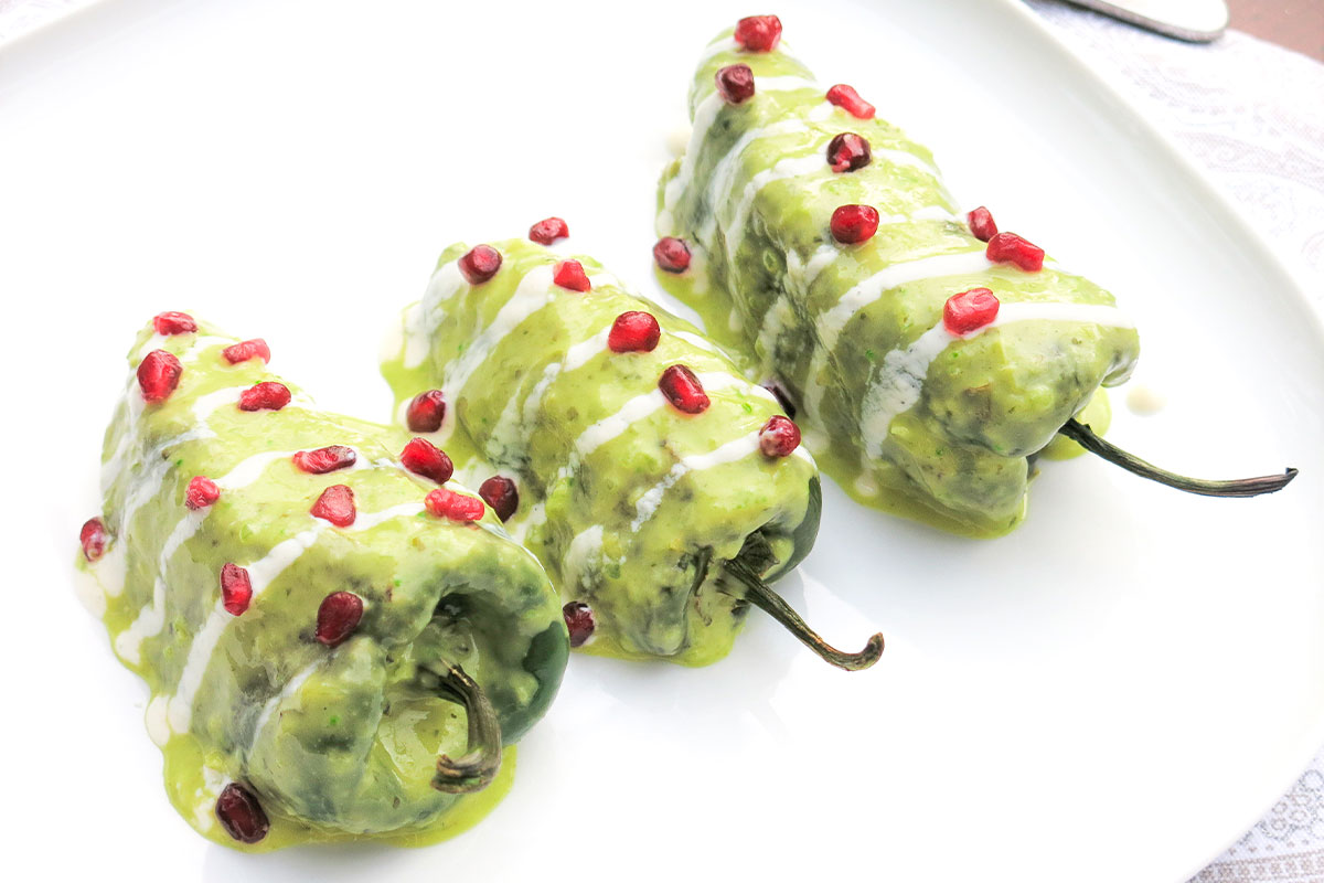 Stuffed Poblano Pepper Christmas Trees